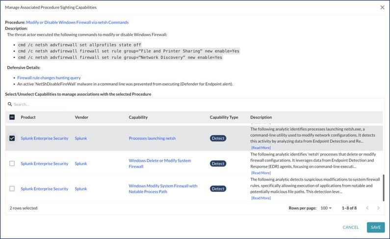 Tidal Cyber Threat-Led Platform shows which Capabilities defend against that Procedure Sighting copy